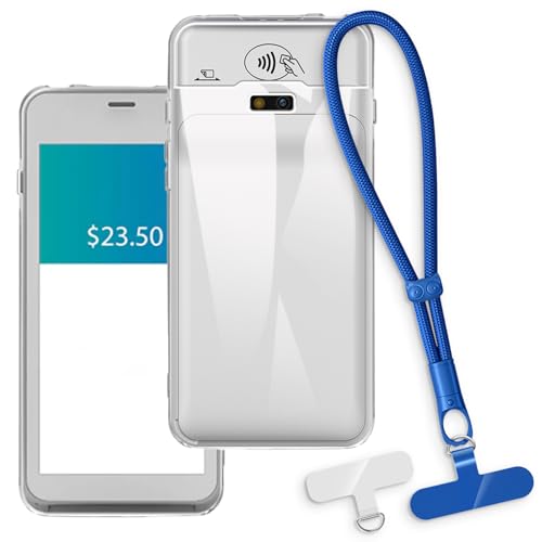 OAGELIM Funda Protectora 2 en 1 con Correa de Muñeca Compatible con Pax A77 Mini Pos Funda con Cordón Desmontable, Asa Antideslizante y Antipérdidas (Azul)