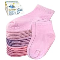 Simply Kids Toddler Socks 2-3 years Grip Socks Kids Girls I Baby Socks for 6-12 Months 12-18 Months (9 Pair)