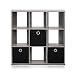 Furinno 13207GY/BK Simplistic 9-Cube Organizer with Bins, French Oak Grey/Black