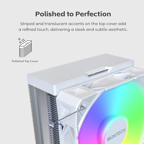 Image of MONTECH NX400 ARGB - CPU Cooler, Single Tower, 4 Advanced Heat Pipes, 52-fin Heat Sink, E28, 120mm FDB Static Pressure Fan, 28mm Fan Thickness, Corner-Cover Footpads, Polished Top Cover, ARGB - White