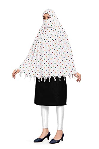 Image of SIXSIGMA Cotton Long Scarf Cum Mask scarves Usable for vehicle Driver | White Printed Design | Universal Size | For Girl & Women | Breathable Sun Protection Light Weight