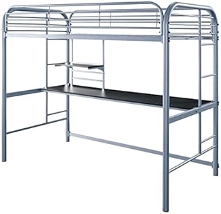 Furniture of America Kandice Metal Twin Over Workstation Bunk Bed in Silver