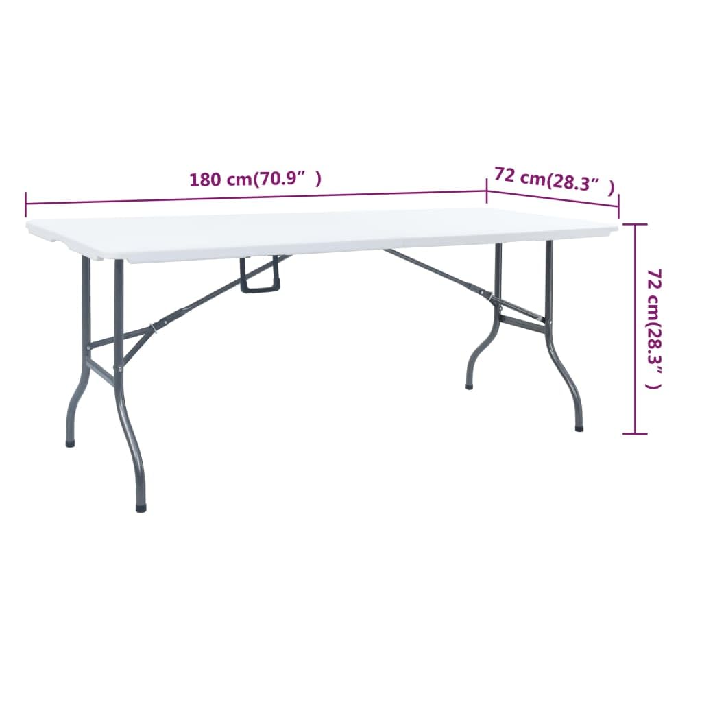 vidaXL Tavolo Giardino Pieghevole 2 Panche 180cm Acciaio e HDPE Bianco