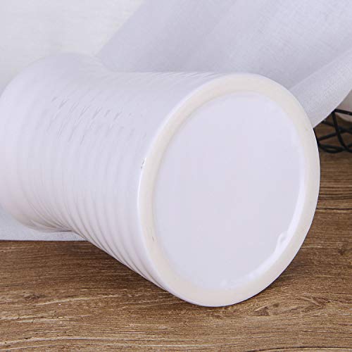 Vanenjoy 6 Inch Modern Ribbed Design Small White Ceramic Decorative Tabletop Centerpiece Vase Flower Pot (White Spiral) #TOP5