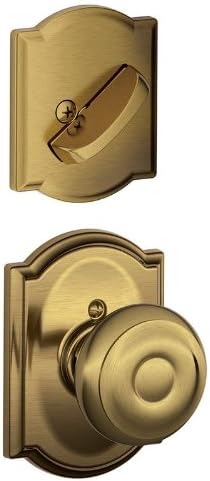 Schlage Lock Company F59GEO609CAM Georgian Interior Pack Knob Set with Single Cylinder Deadbol, Antique Brass (Interior Half Only)