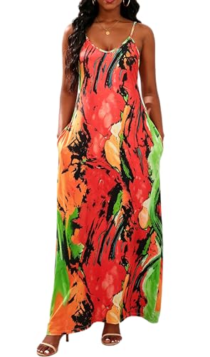 Image of vunahzma Womens Casual Fashion Sleeveless Plus Size Loose Long Sexy Maxi Dress with Pockets