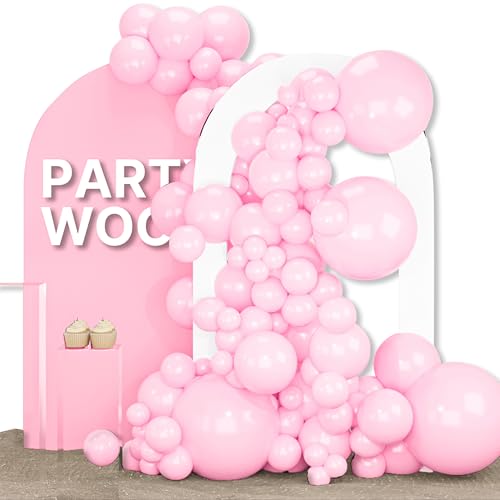 Image of PartyWoo Baby Pink Balloons 155 pcs Different Sizes of 18 12 10 5 Inch Pastel Pale Light Pink Balloons Arch Kit Garland for Baby Shower Gender Reveal Birthday Princess Party Decorations Pink-Q05