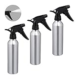 hydrauliktank 50 liter Set: 3 Sprühflaschen für Pflanzen, Reinigung oder Haarpflege - Alu Sprühflaschen in metallic Silber