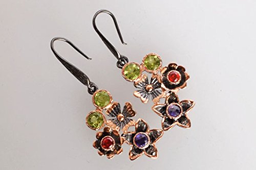 Boucles d'oreilles cornaline améthyste argent 925 anti-ternissement - 2