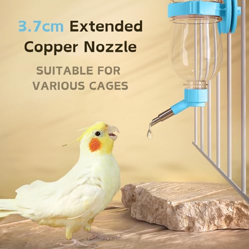 Bird Water Feeder, Automatic Water Dispenser for Cage Hanging Water Bottle for Parakeet Canary Cockatiel Finch Budgie (Blue, 240ml) - Image 3