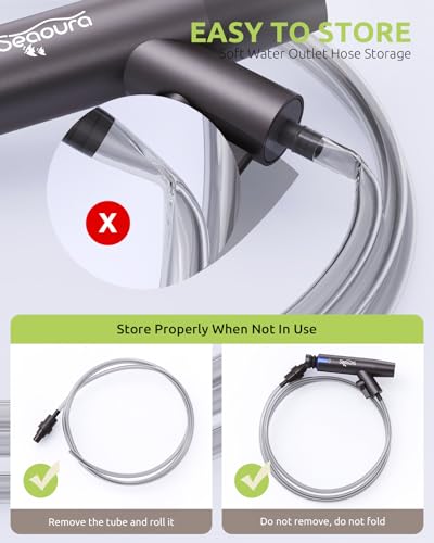 Image of SEAOURA Aquarium Vacuum Gravel Cleaner Adjustable, Aquariums Siphon Fish Tank Cleaner, Manual Python Water Changer with Air Push Button, Fishtank Vacuums Cleaning Kit for Suck Manure Wash Sand