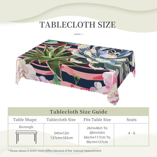 Nappe rectangulaire imprimée à rayures succulentes 137x183cm lavable en polyester - 6