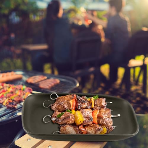 WANDGU 4 Stück Rechteckige Servierplatten: Vorspeisen Teller Rechteckig Schwarz Matt, Vorspeisen Teller, Dessertteller, Groß Teller für Dessert, Vorspeisen, Fleisch, Fisch, Sushi (Spülmaschinengeeigne
