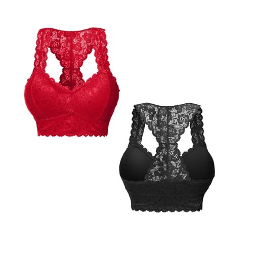 vejtmcc Ropa interior para mujer, tallas grandes, cortas, con aros, lencería sexy con cuello en V, ropa interior, ropa interior, ropa interior, ropa interior, tallas S-3XL, 2 unidades, RD2., L