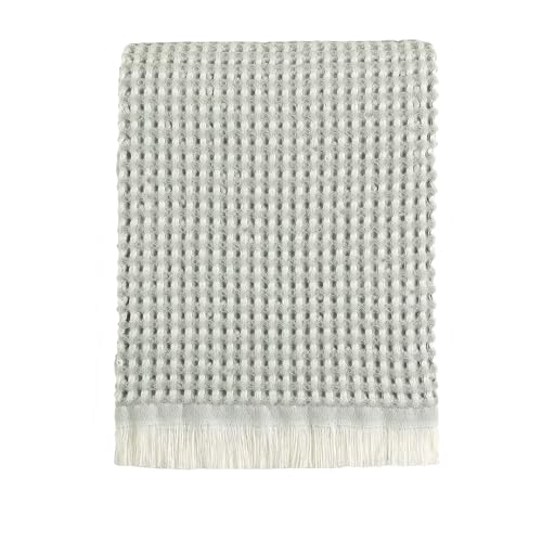 CREVENT Farmhouse Boho Strickdecke für Couch, Sofa, Sessel, Bett, Wohnraumdekoration, weich, warm, kuschelig, leicht, für Frühling, Sommer, Herbst (127 cm x 152 cm, Waffelgrün) – Bild 4