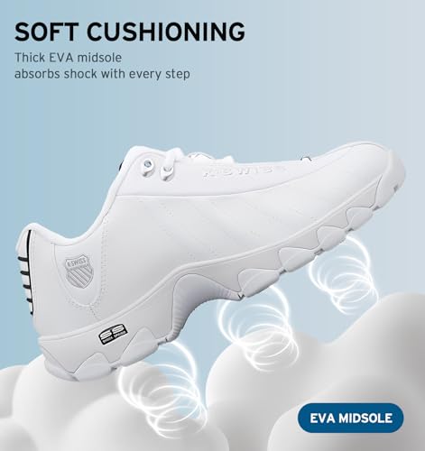 Image of K-Swiss Men's ST329 CMF Sneaker, Wide Tennis Walking Shoes Leather Upper