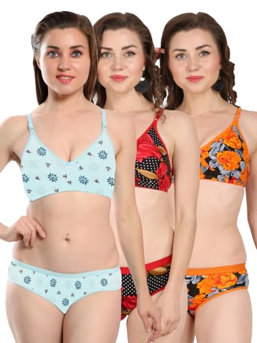 Image of Love Maker Stylish Non Padded Lingerie Set for Women Bra Panty Combo Pack of 3.