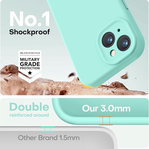 Image of LOVE 3000 Designed for iPhone 13 Case, Premium Silicone with [Camera Protection] [Soft Anti-Scratch Microfiber Lining] Shockproof Protective Phone Case for iPhone 13 Women Men Girls 6.1 inch, Sea Blue