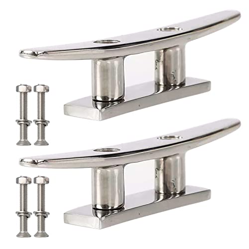 Rolasm Boat Cleat Stainless Steel Marine Cleat 5 inch Dock Cleat Boat Rope Tie Cleat Marine Deck Cleat 2 Pack