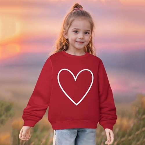 Girls Sweatshirts Cute Love Heart Print Shirts Round Neck Pullover Cotton Long Sleeve Tops Casual Blouse 2-10 Years2