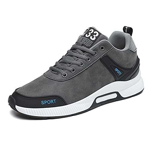 CERYTHRINA Men's Invisible Height Increasing Elevator Shoes 2.36 Inches Taller Lace-up Leather Lightweight Hip Hop Fashion Sneakers