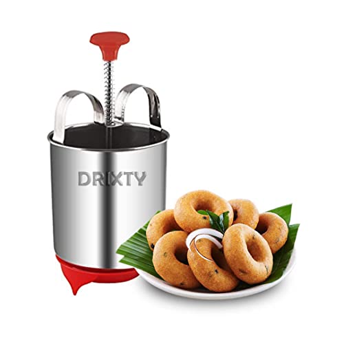 Image of Effortlessly Create Perfectly Shaped and Crispy Mendu Vadas and Donuts with Stainless Steel Medu Vada and Donut Maker with Stand - The Ideal Mendu Machine for Your Kitchen (Stainless Steel)