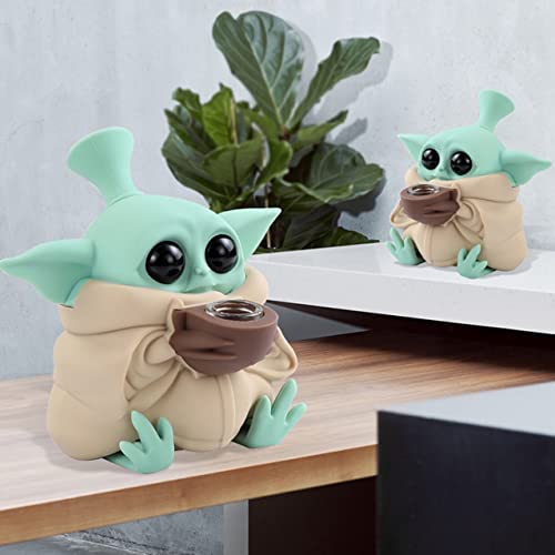Yoda Bong Silicone Bong Mini Plastic Bongs With Smoking Bong Percolator, 14.5Mm Water Pipe Bowl 12Cm Water Bong With Stash Pot Smell Proof Container Hookahs Bong Acrylic Water Bong 1 Pack¡­ - 5
