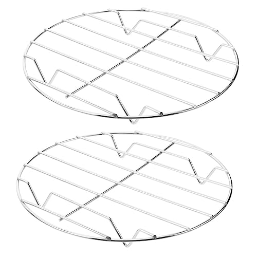 IMIKEYA Supporto per Costine Barbecue in Acciaio Resistente al Calore 22cm, Griglia per Costine e Bistecche, Accessorio per Grigliata Familiare, Set 2 Pezzi