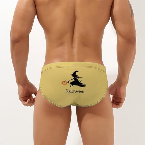 Witch Flying Halloween Holiday Printed Swim Briefs for Men Sexy Bikini Swimwear Elastic Beach Trunks Bathing Suit3