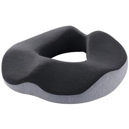 Donut Cushion,Doughnut Sciatica Hemorrhoid Orthopedic Coccyx Cushion for Pressure Relief,Tailbone Pain,Memory Foam Ring Seat Cushions for Car,Office Chair,Wheelchair,Elderly (Dark Grey&Light Grey)
