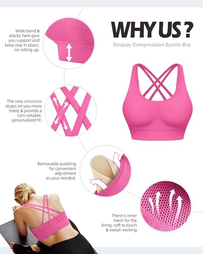 Image of Ama Larsi High Impact Strappy Sports Bra for Women | Padded Crisscross Back Supportive Running Yoga Workout Gym