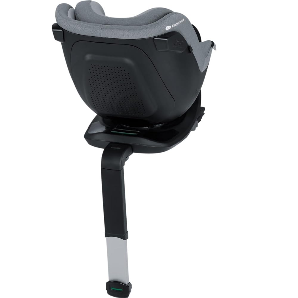Kinderkraft I-GUARD Fotelik Samochodowy od urodzenia do 4 lat, I-SIZE 40-105 cm, Dedykowane systemy bezpieczeństwa, Rama antyrotacyjna, obracay o 360 stopni, Regulowany zagłówek oraz pasów, Szary