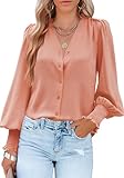 Oberteile Damen Herbst Elegante Musselin Bluse Damen Langarmshirt Festliche Blusen Damen Zur Hochzeit Tunika Damen PuffäRmel Sexy Lang Loker Top