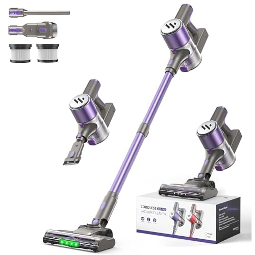 Image of MBTTODF Cordless Vacuum Cleaner,Vacuum Cleaner for Home with Brushless Motor,Lightweight Stick Vacuum with Self-Standing and Touch Screen,Hardwood Floor Vacuum for Pet Hair,Carpets,Tile(Purple)