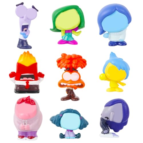 GVMJHYK 9 pcs Decoración para Tarta Dibujos Animados, Inside Adornos de Tartas, Mini Figures de Decoración Muñecos de Juguete para Tartas Fanáticos de la Película Regalos Coleccionables