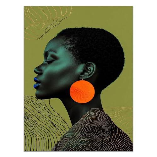 Tableau femme africaine lignes dorées motif abstrait haut de gamme