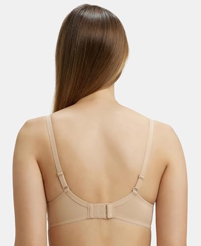 Image of Jockey 1245 Women's Under-Wired Padded Super Combed Cotton Elastane Stretch Medium Coverage Multiway Styling T-Shirt Bra with Detachable Straps