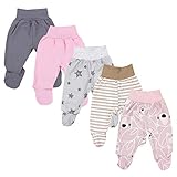 5er Set für Mädchen: 2 x rosa mit buntem Blumenmuster und Zick-Zack-Muster, 1 x melange grau und 1 x koralle mit passendem Herzenmotiv, 1 x dunkelblau mit Blumenmuster