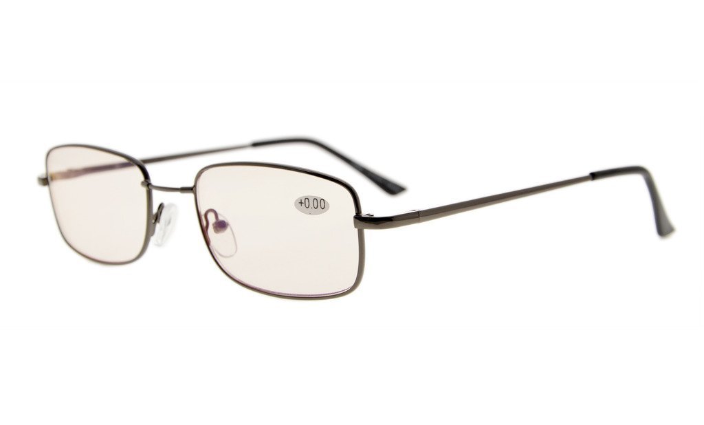 Eyekepper Computer Readers Bridge-flex Memory Titanium Mens Womens Spring Hinges Computer Reading Glasses Gunmetal(Amber Lens, +1.50)