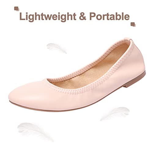 Image of LM Women's Ballet Flats Round Toe Slip On Flats Shoes Casual Dress Shoes Foldable Portable Travel Ballet Flat