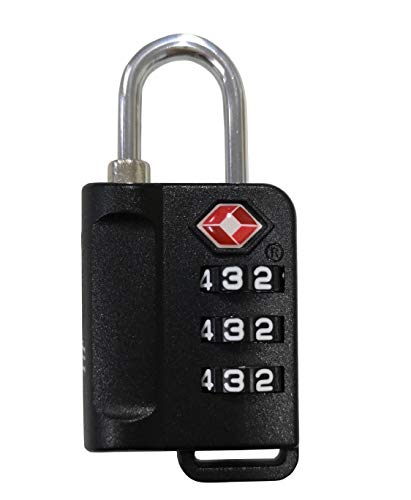 Exzact - Aprobado por la TSA - Cerradura para Equipaje, 1Pieza- Cerradura Asegurada, Candado con Código De Combinación De 3 Diales, para Maletas, Maletas para Viaje - Reiniciable - Negro