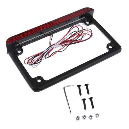 Feux arrière moto LED 12V universel avec support de plaque d'immatriculation noir