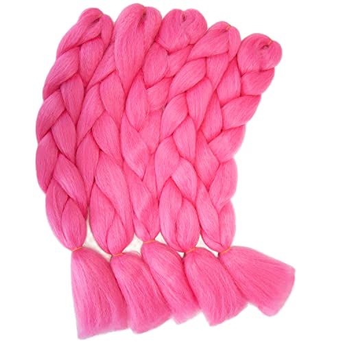 Itsuhair Hot Pink Braiding Hair Jumbo Box Braids Hair Extensions Glow In The Dark Hair Knotless Kanekalon Braiding Hair Luminous Jumbo Braiding Hair Glow In The Dark Hair Extensions #TOP3