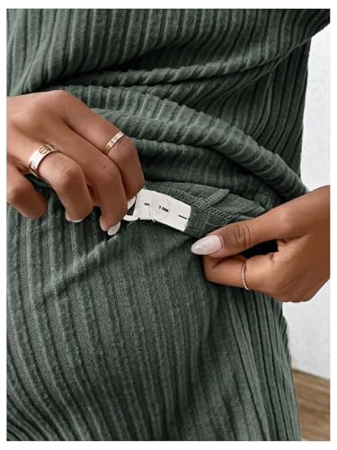 Image of MakeMeChic Women's Maternity 2 Piece Outfits Summer Short Sleeve Rib Knit Tee Top and Short Lounge Sets Clothes