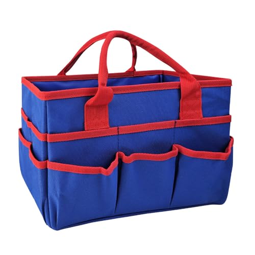 DZOZO Desktop File Folder Tote Storage Organizer Art Craft Storage Bag Foldable Gardening Tool Bag Teacher Office Supplies Storage Tote Bag Art Organizer Storage Craft Tote Bag, 10 Pockets, Blue
