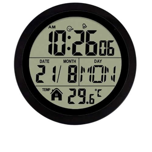 BaliaumY 防水お風呂時計 - IPX4完全防水 デジタル LCD 表示 自動電波修正 温湿度・曜日表示 吸盤&壁掛け対応 キッチン 洗面所 バスルーム用 コンパクト 防曇 シンプルデザイン(ブラック)