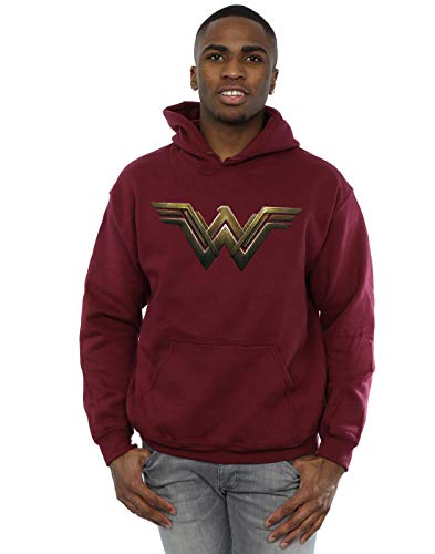 Absolute Cult DC Comics Men's Wonder Woman Logo Hoodie Burgundy Large