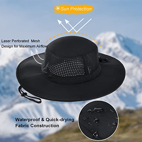 Feicui Outdoor Sun Hat For Men Women Lightweight Bucket Hat Breathable Boonie Hat For Fishing Camping Hiking Garden (Black) #TOP1