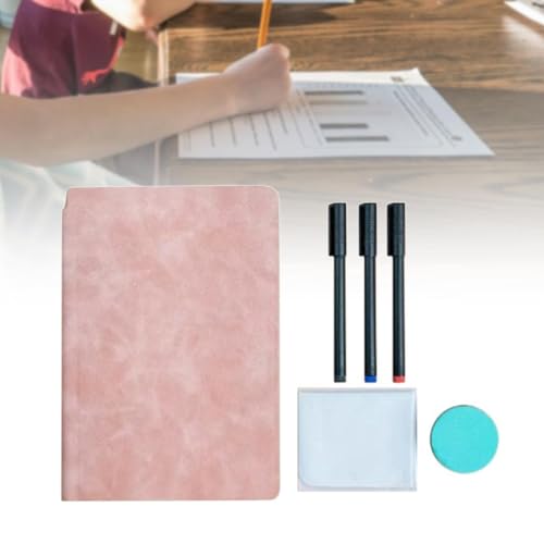 Carnet effaçable tableau blanc réutilisable avec couverture PU souple rose - 6