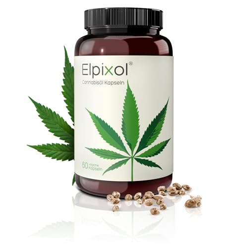 Elpixol® Hanföl Kapseln - Cannabisöl Kapseln hochdosiert mit Omega 3-6-9 (60 Stück) - 100% Hanfsamenöl Nativ und Kaltgepresst - 500mg veganes Cannabis Öl pro Kapsel - Laborgeprüft & Natürlich